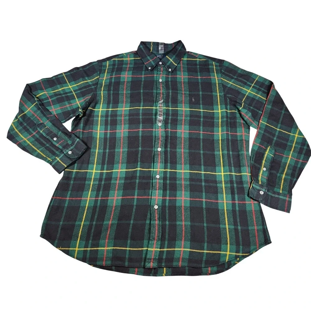 Polo Ralph Lauren Mens XXL Classic Fit‎ Plaid Cotton Flannel New